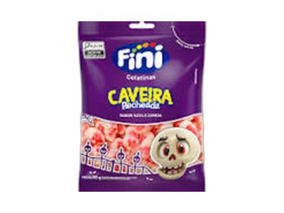 Bala Fini Caveira Recheada Nata e Cereja 80g